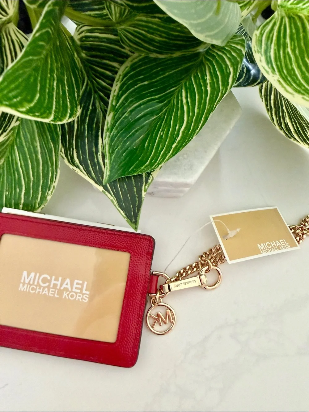 Michael Kors Red Studded Card Case Wristlet